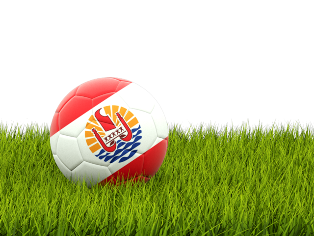 Футбольная мяч в траве. Скачать флаг. Французская Полинезия