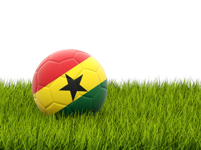 Футбольная мяч в траве. Скачать флаг. Гана