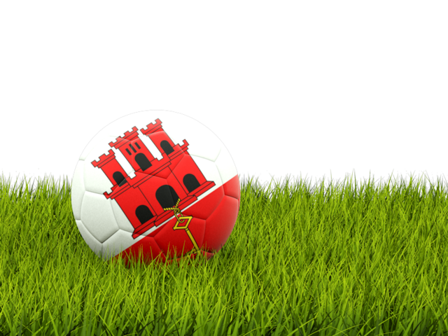 Футбольная мяч в траве. Скачать флаг. Гибралтар