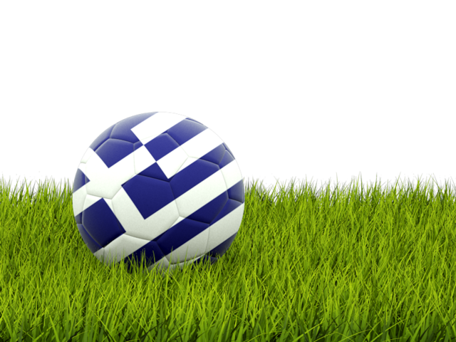 Football in grass. Download flag icon of Greece at PNG format