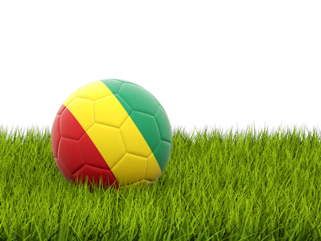 Футбольная мяч в траве. Скачать флаг. Гвинея