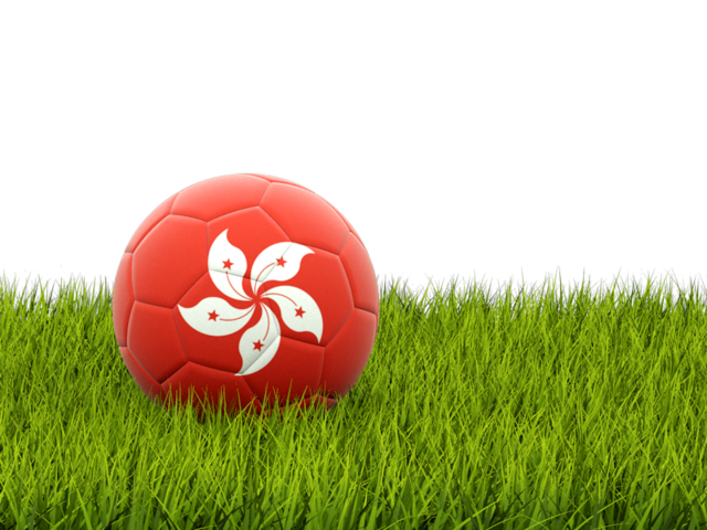 Футбольная мяч в траве. Скачать флаг. Гонконг