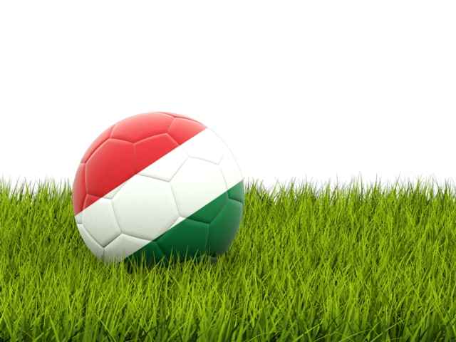Футбольная мяч в траве. Скачать флаг. Венгрия