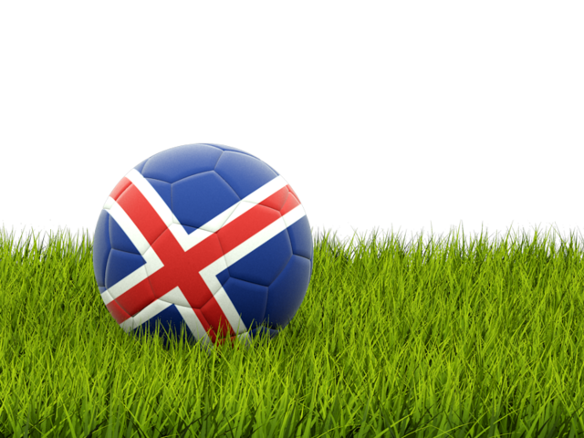 Футбольная мяч в траве. Скачать флаг. Исландия