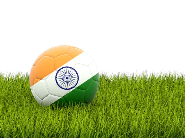 Футбольная мяч в траве. Скачать флаг. Индия