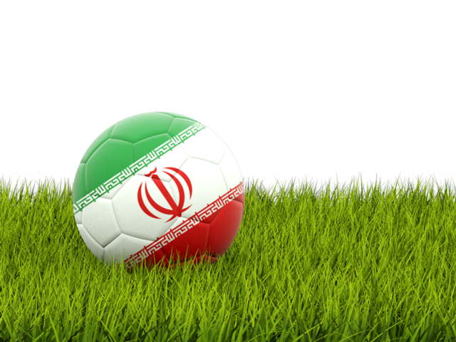 Football in grass. Download flag icon of Iran at PNG format