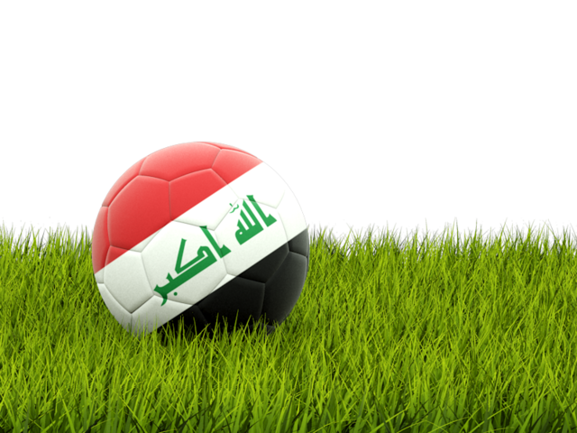 Футбольная мяч в траве. Скачать флаг. Республика Ирак