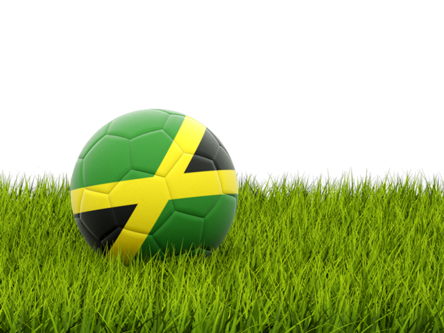 Футбольная мяч в траве. Скачать флаг. Ямайка