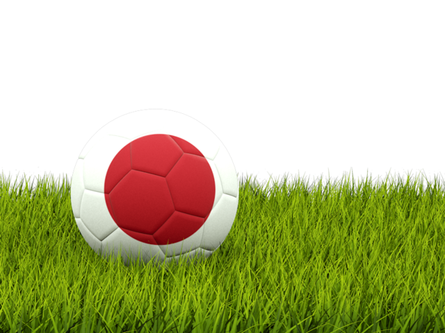 Футбольная мяч в траве. Скачать флаг. Япония