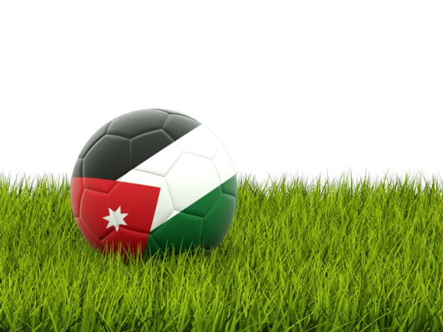 Football in grass. Download flag icon of Jordan at PNG format