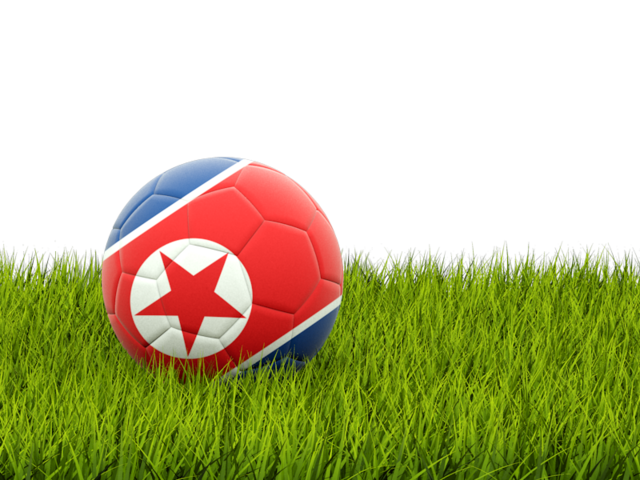 Футбольная мяч в траве. Скачать флаг. Северная Корея