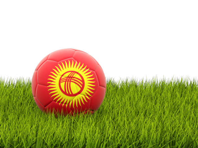 Football in grass. Download flag icon of Kyrgyzstan at PNG format