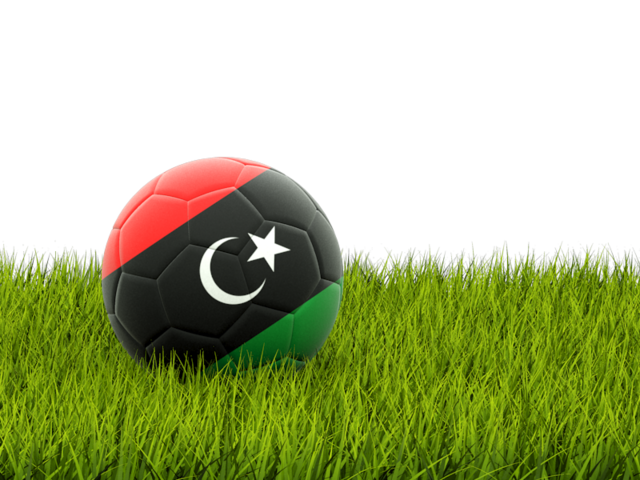 Football in grass. Download flag icon of Libya at PNG format