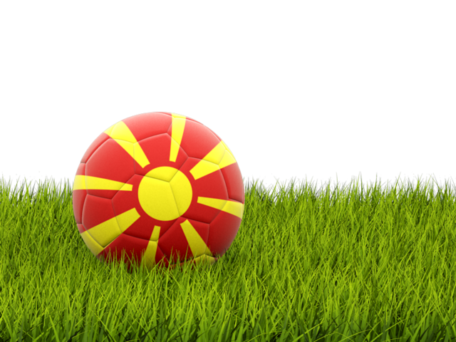Футбольная мяч в траве. Скачать флаг. Македония