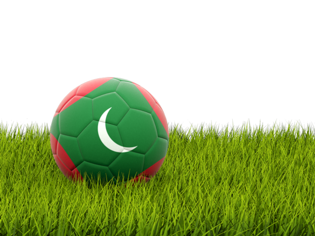 Футбольная мяч в траве. Скачать флаг. Мальдивы