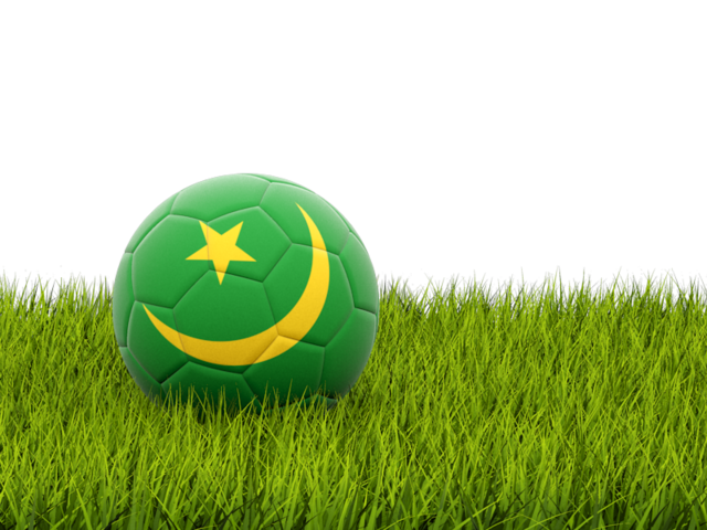 Football in grass. Download flag icon of Mauritania at PNG format