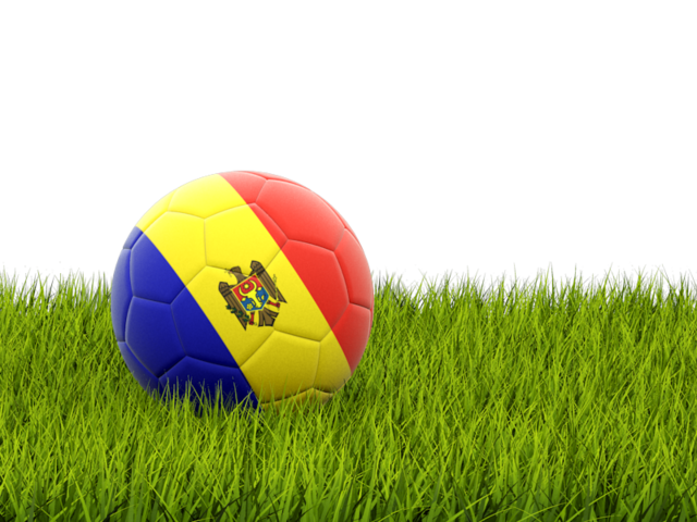 Футбольная мяч в траве. Скачать флаг. Молдавия