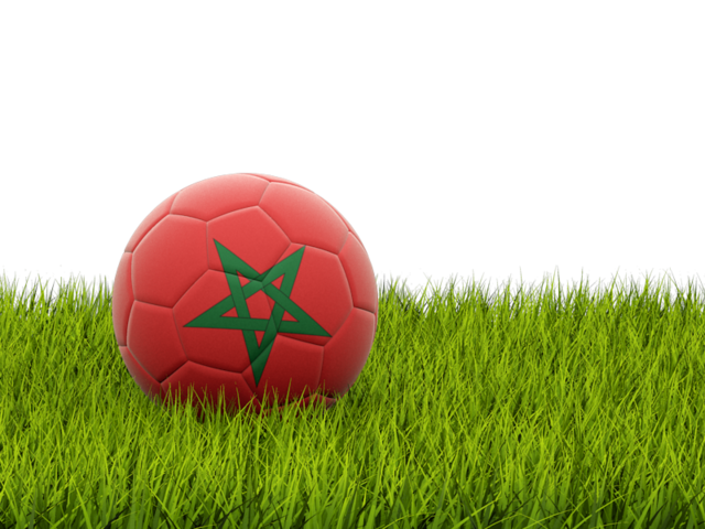 Футбольная мяч в траве. Скачать флаг. Марокко