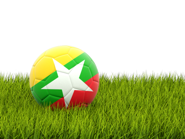 Футбольная мяч в траве. Скачать флаг. Мьянма