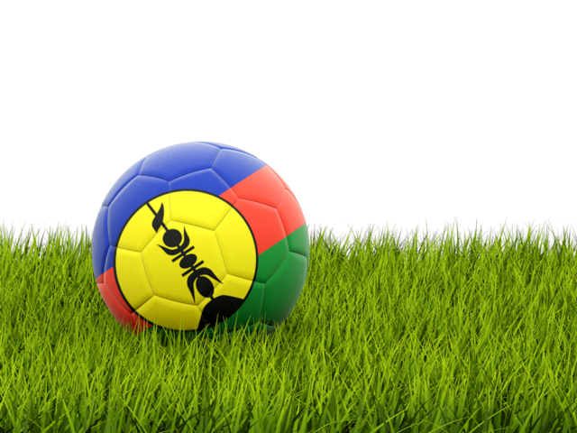 Футбольная мяч в траве. Скачать флаг. Новая Каледония