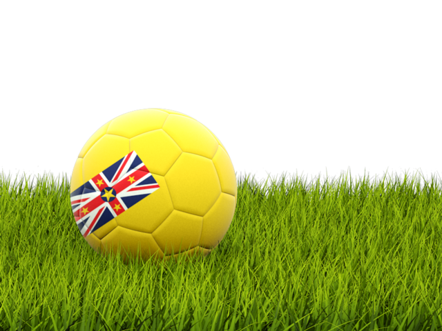 Футбольная мяч в траве. Скачать флаг. Ниуэ