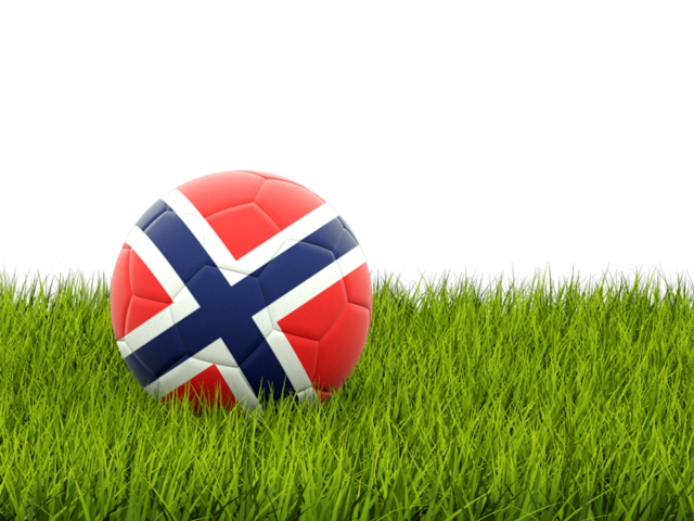 Футбольная мяч в траве. Скачать флаг. Норвегия