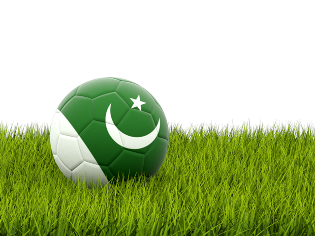 Футбольная мяч в траве. Скачать флаг. Пакистан