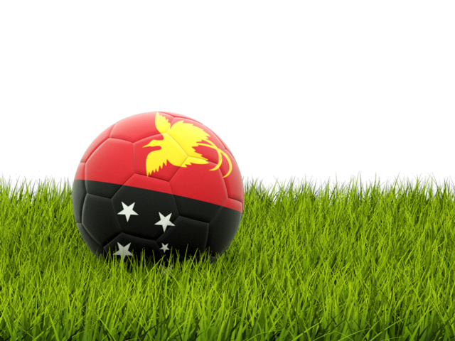 Football in grass. Download flag icon of Papua New Guinea at PNG format