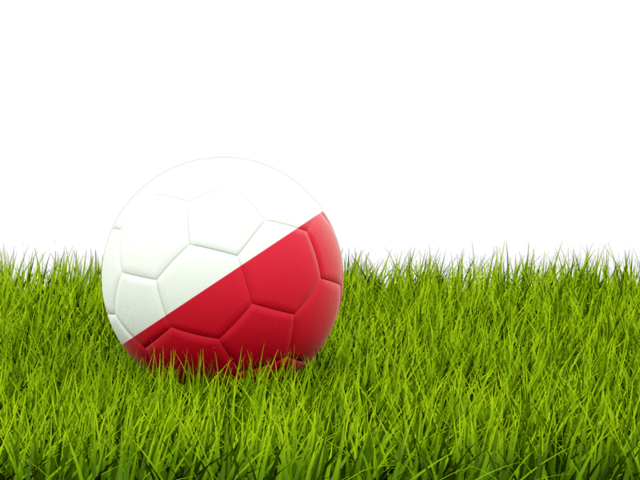 Футбольная мяч в траве. Скачать флаг. Польша