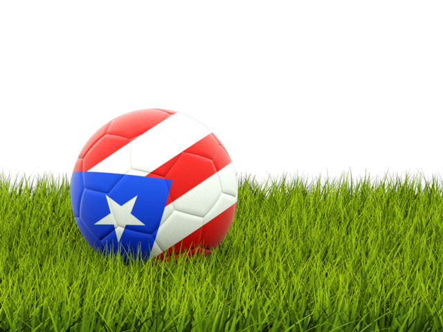 Футбольная мяч в траве. Скачать флаг. Пуэрто-Рико