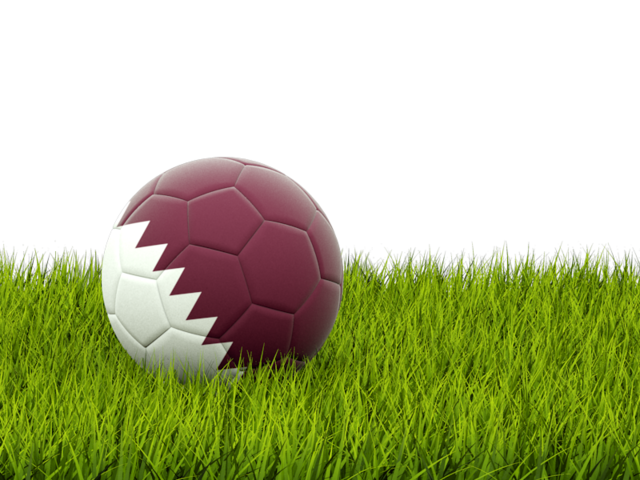 Футбольная мяч в траве. Скачать флаг. Катар