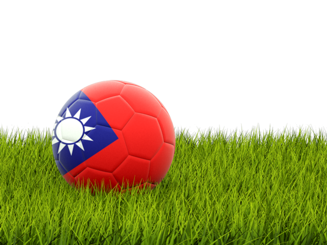 Футбольная мяч в траве. Скачать флаг. Тайвань
