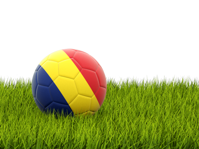 Football in grass. Download flag icon of Romania at PNG format