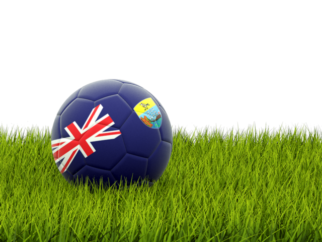 Футбольная мяч в траве. Скачать флаг. Острова Святой Елены, Вознесения и Тристан-да-Кунья