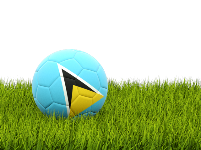 Футбольная мяч в траве. Скачать флаг. Сент-Люсия