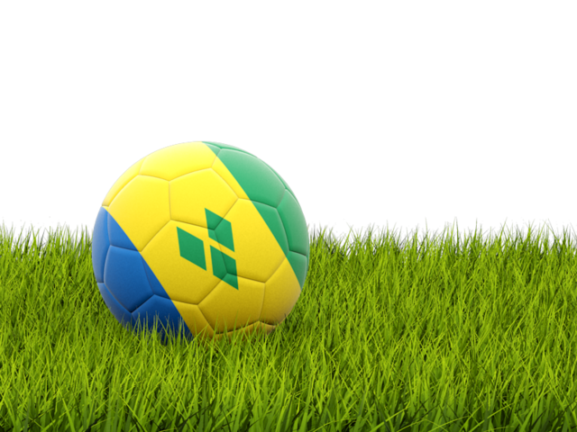 Футбольная мяч в траве. Скачать флаг. Сент-Винсент и Гренадины