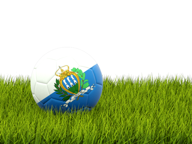 Футбольная мяч в траве. Скачать флаг. Сан-Марино