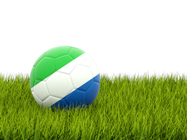 Футбольная мяч в траве. Скачать флаг. Сьерра-Леоне