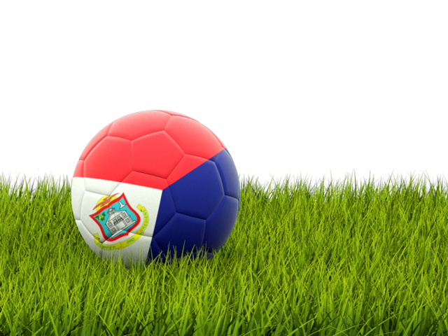Футбольная мяч в траве. Скачать флаг. Синт-Мартен