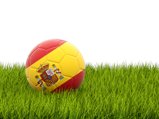 Football in grass. Download flag icon of Spain at PNG format