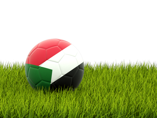 Football in grass. Download flag icon of Sudan at PNG format