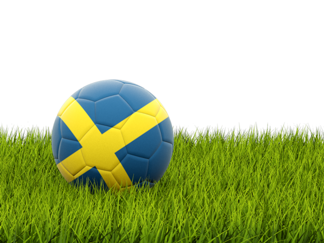 Футбольная мяч в траве. Скачать флаг. Швеция