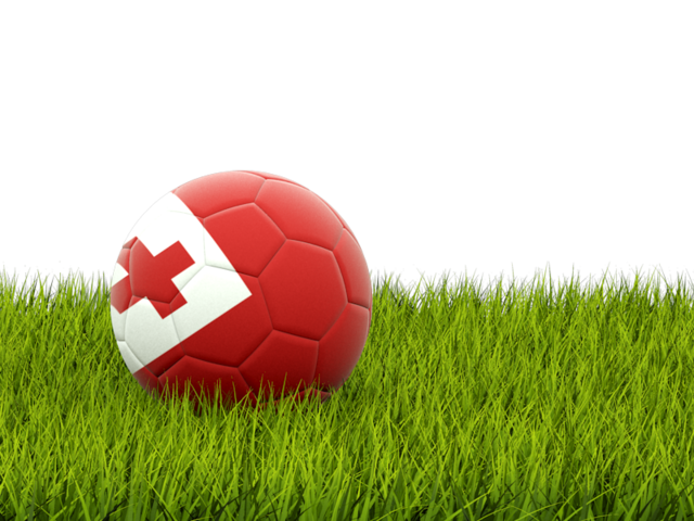 Футбольная мяч в траве. Скачать флаг. Тонга
