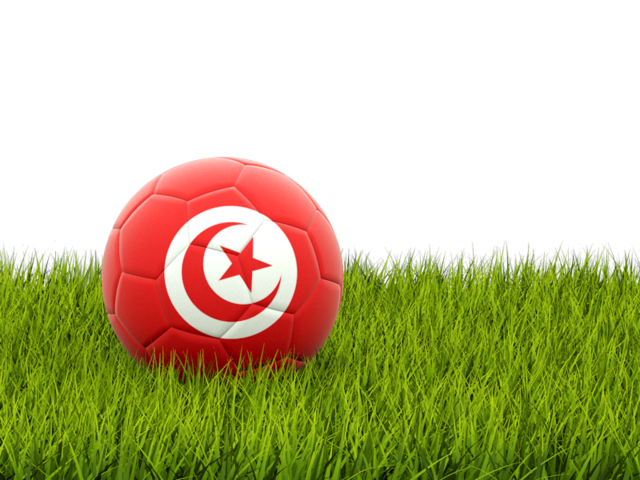 Football in grass. Download flag icon of Tunisia at PNG format