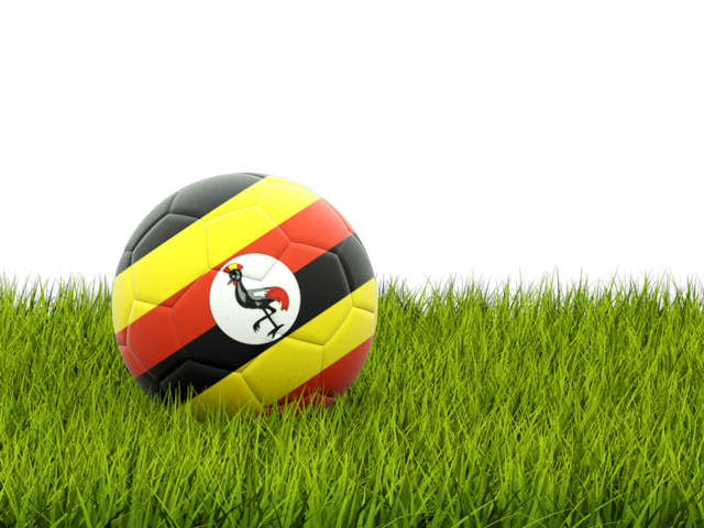 Football in grass. Download flag icon of Uganda at PNG format