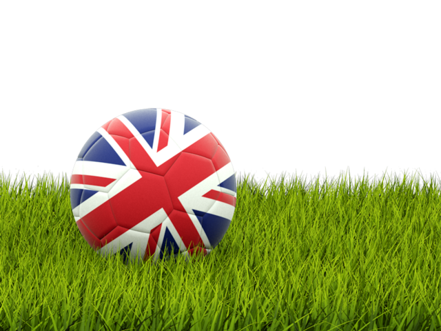 Футбольная мяч в траве. Скачать флаг. Великобритания