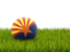 Flag of state of Arizona. Football in grass. Download icon