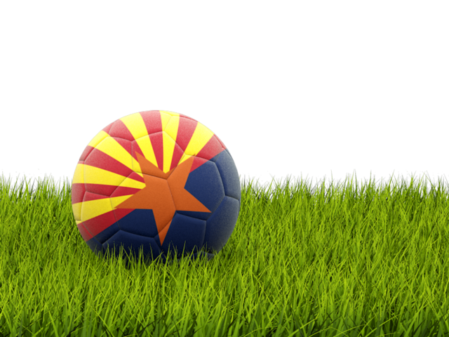 Football in grass. Download flag icon of Arizona