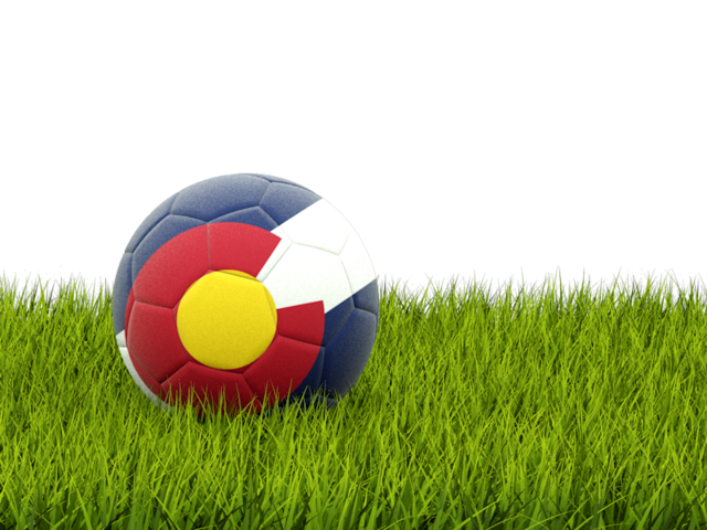 Football in grass. Download flag icon of Colorado