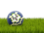 Flag of state of Connecticut. Football in grass. Download icon